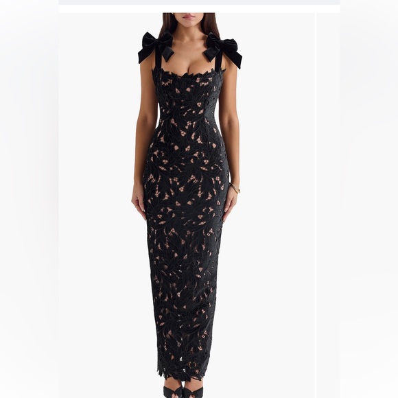 House of CB Dresses & Skirts - House of CB Black Tiff Velvet Lace Gown
